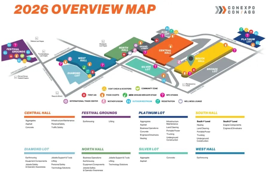2026 CONEXPO Overview map with pin