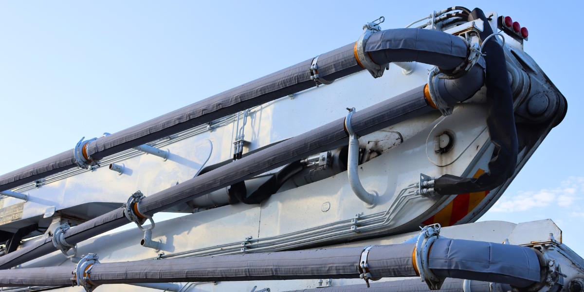Boom Pipe Wrap Close Up on Concrete Truck