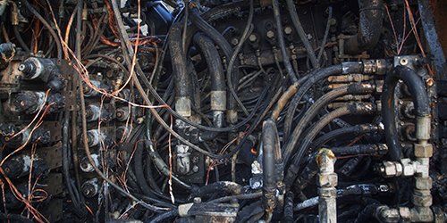 Burnt Hydraulic Hoses without Hose Protection