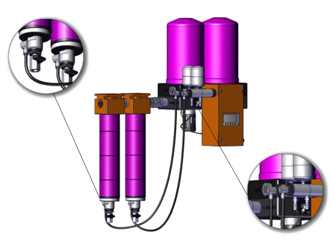 Connecting the drains on a tsunami dryer