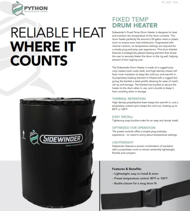 Fixed Temp Drum Heater Cut Sheet