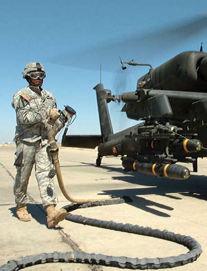 Hot Refueling of AH-64 (Note hose covering to reduce wear)