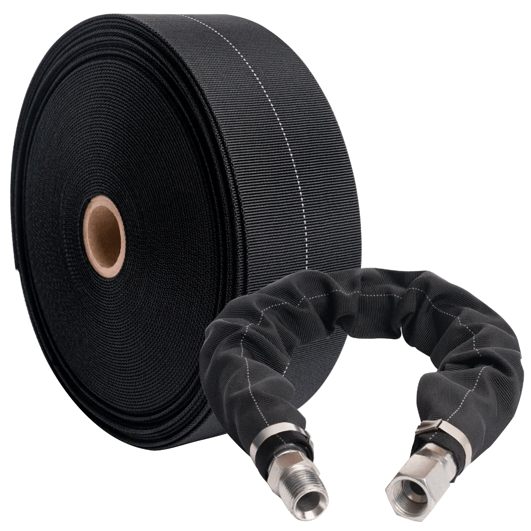 Hydraulic hose abrasion sleeve with line-of-sight operator protection
