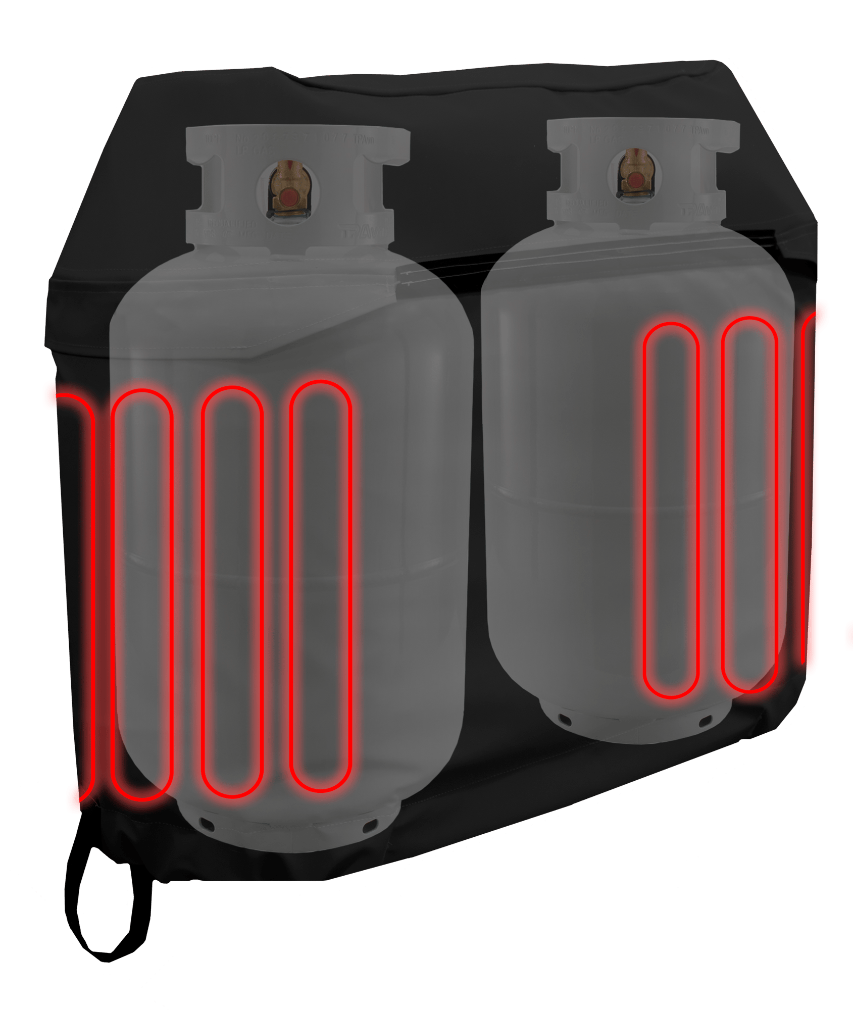 Propane Tank Warmer showing internal heating elements-1
