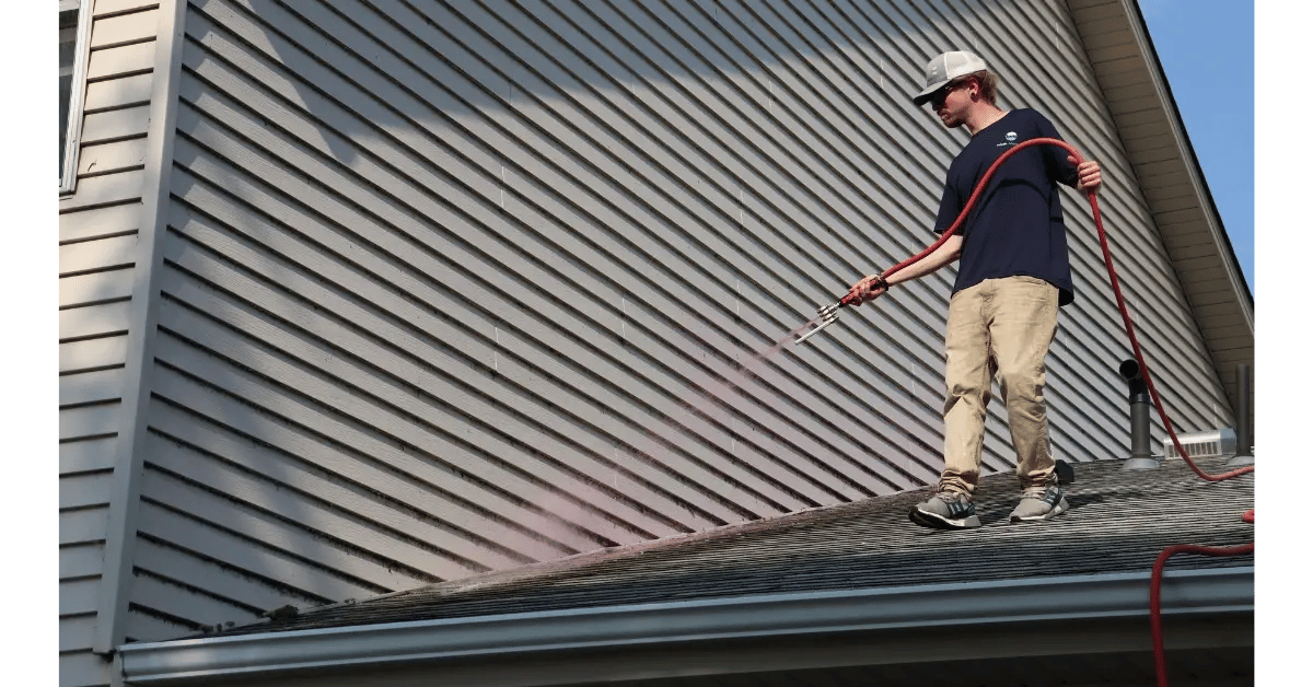 Wash Masters soft washing on a customer's roof