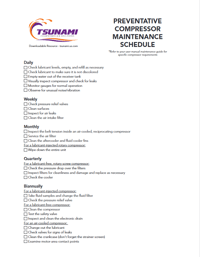 air compressor preventative maintenance checklist screenshot